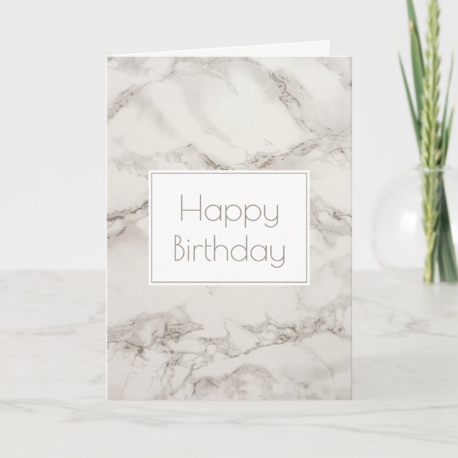 Carte Faux Marble Alabaster à Taupe Joyeux anniversaire (Devant)