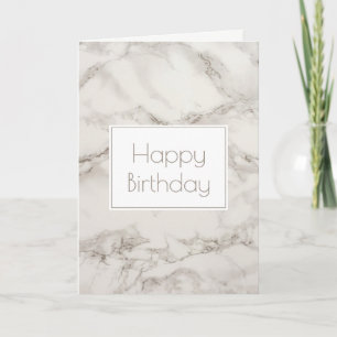 Carte Faux Marble Alabaster à Taupe Joyeux anniversaire