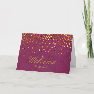 Carte Faux papier d'or Confetti Élégant Paillettes Bienv