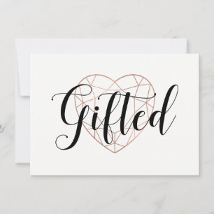 Carte Faux Rose Gold Coeur géométrique Certificat cade