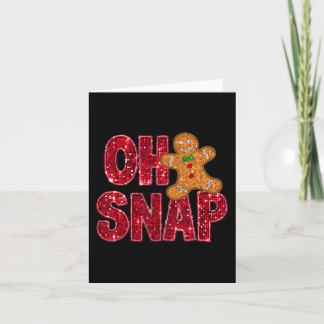 Carte Faux Sequins Oh Snap Noël Gingerbread Famille (Devant)