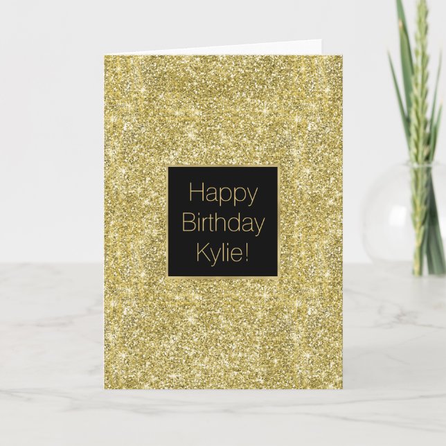Carte Faux Sparkle Gold Parties scintillant Anniversaire (Devant)
