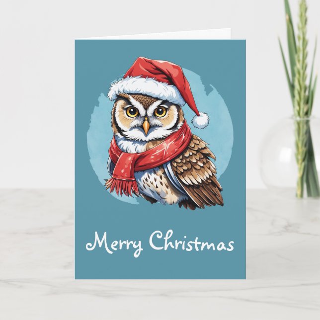 Carte Favoris de Noël animal amusant - Chouette 1 (Devant)