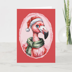 Carte Favoris de Noël animal amusant - Flamant rose 1