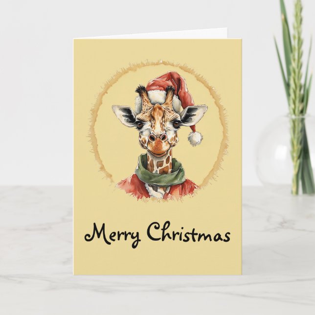 Carte Favoris de Noël animal amusant - Giraffe 1 (Devant)