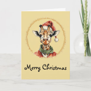 Carte Favoris de Noël animal amusant - Giraffe 1