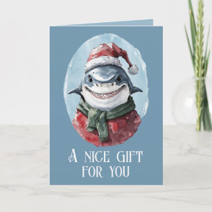 Carte Favoris de Noël animal amusant - Requin 1