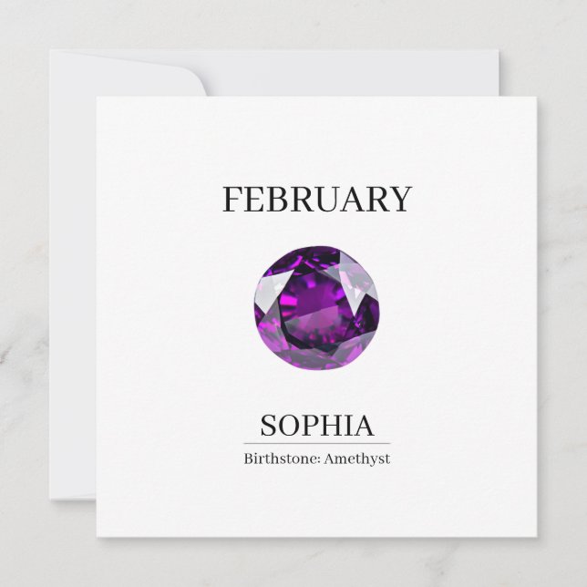 Carte February Amethyst Personalized Birthday (Devant)