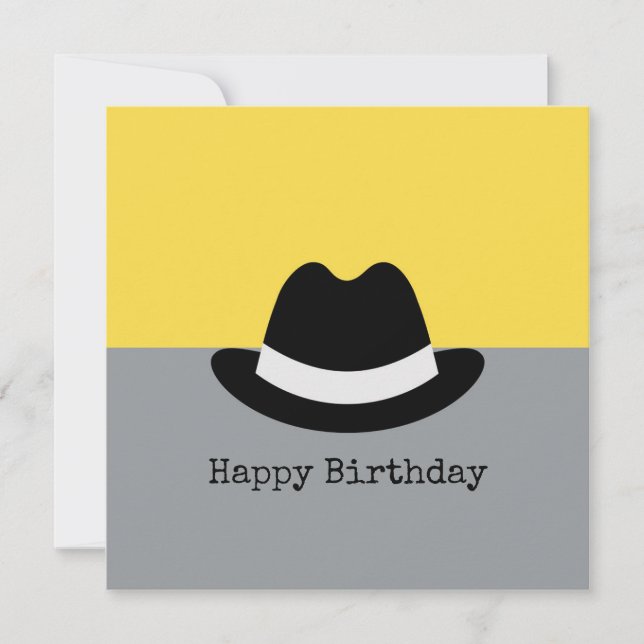 Carte Fedora moderne Colorblock Anniversaire (Devant)