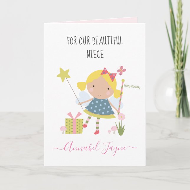 Carte Fée d'anniversaire de la nièce filles fantasque (Devant)