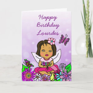 Carte Fée d'art populaire fantaisiste Joyeux Anniversair