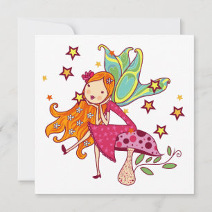 Carte Fée de jardin sur le champignon