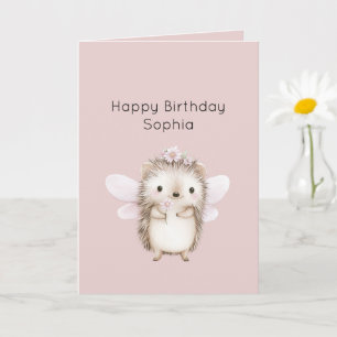 Carte Fée Hérisson aux Fleurs Anniversaire
