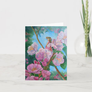 Carte Fée parmi les fleurs de cerisier