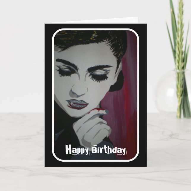 Carte 'Feed Your Habits' (Vampire) Birthday Card (Devant)