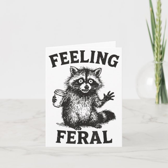 Carte Feeling Feral Raccoon Drink Coffee Funny Trash Pan (Devant)