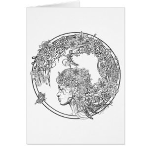 Carte féerique de coloration de la fleur