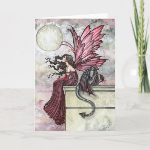 Carte féerique rouge de dragon par l'aquarium
