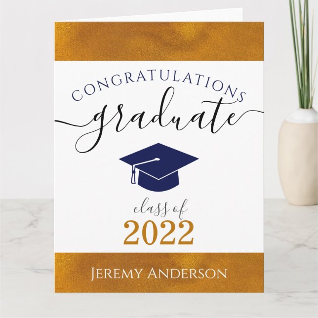 Carte Félicats personnalisés Nom du diplômé et année Mar (Devant)