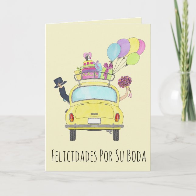 Carte Felicidades Espagne Mariage Jour Fiat 500 (Devant)
