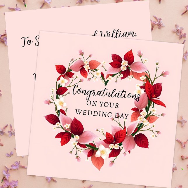 Carte Félicitation Mariage en forme de coeur élégante (Créateur téléchargé)