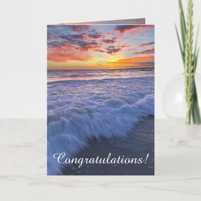 Carte Félicitation ! - Surfer sur les vagues de la plage (Devant)
