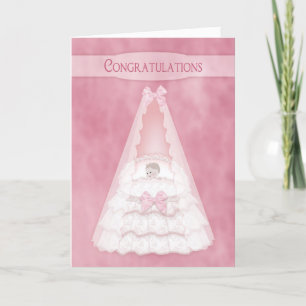 Carte Félicitations à Baby Girl - Baby in Bassinet