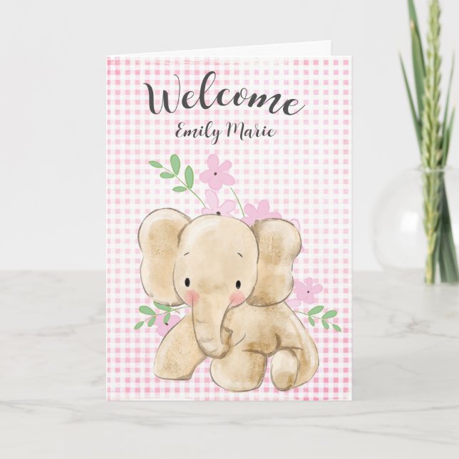 Carte Félicitations à Baby Girl Elephant (Devant)