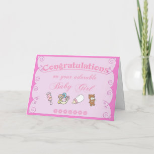 Carte Félicitations à Baby Girl/Pink