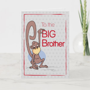 Carte Félicitations à Big Brother, Cute Monkey
