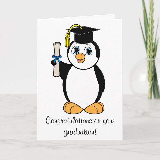 Carte Félicitations à Boy Penguin pour son diplôme (Devant)