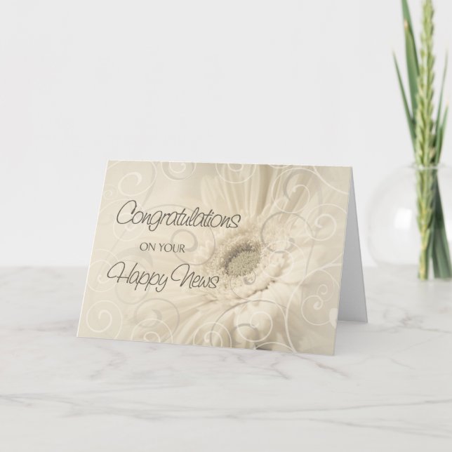 Carte Félicitations à la florale blanche pour son attent (Devant)