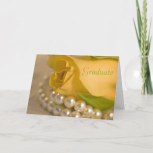 Carte Félicitations à la Graduation Rose et Perles Jaune