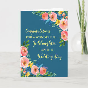 Carte Félicitations à la Mariage rose Floral Godgirl