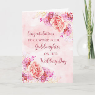 Carte Félicitations à la Mariage rose Floral Godgirl