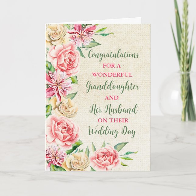 Carte Félicitations à la petite-fille et à son mari (Devant)