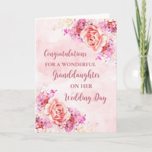 Carte Félicitations à la petite fille rose Floral Mariag