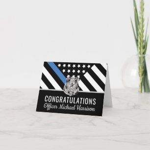 Carte Félicitations à la Police Blue Line Flag