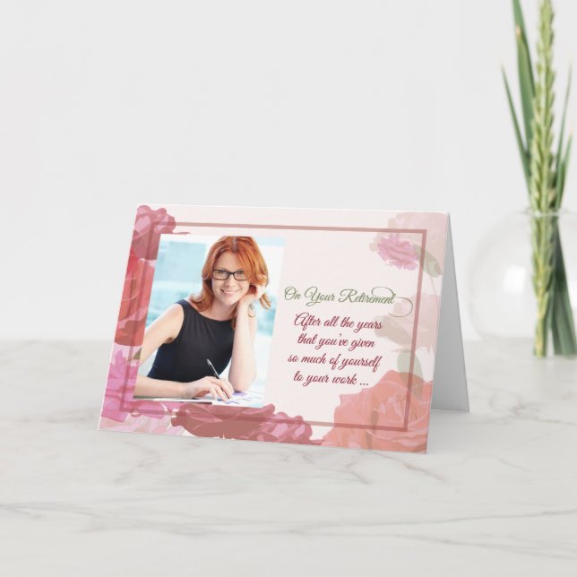 Carte Félicitations à la retraite photo personnalisée Fl (Devant)