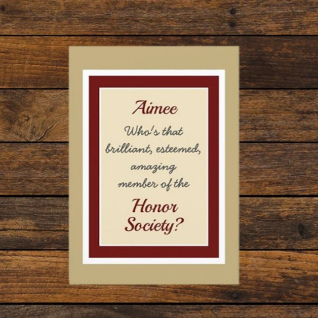 Carte Félicitations à la Société d'honneur personn (Créateur téléchargé)