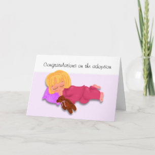Carte Félicitations à l'adoption, Dormir avec Teddy
