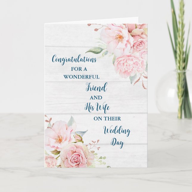 Carte Félicitations à l'ami et sa femme pour le mariage (Devant)