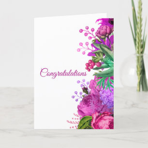 Carte Félicitations à l'aquarelle mariage rose