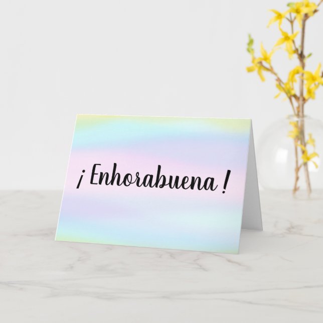 Carte Félicitations à l'espagnol Enhorabuena Aquarelle (Fleur jaune)