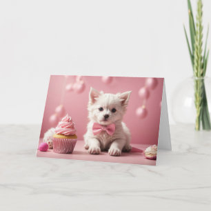 Carte Félicitations à l'Humour mignon rose chien