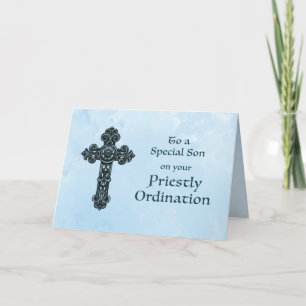 Carte Félicitations à l'Ordination du Fils Croix d'orche