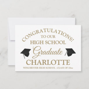 Carte Félicitations à notre coutume blanche or diplômé