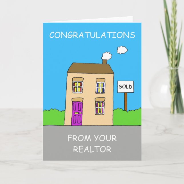 Carte Félicitations à Realtor Cartoon House. (Devant)