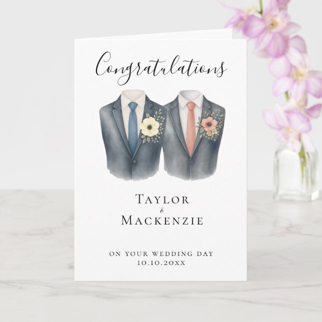 Carte Félicitations à Two Grooms pour votre mariage (Orchidée)