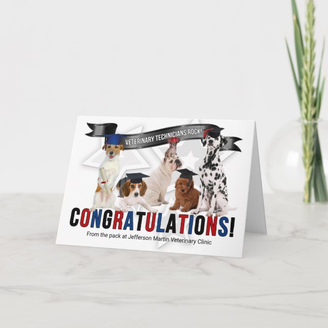 Carte Félicitations à Vet Tech Graduate RVT (Devant)